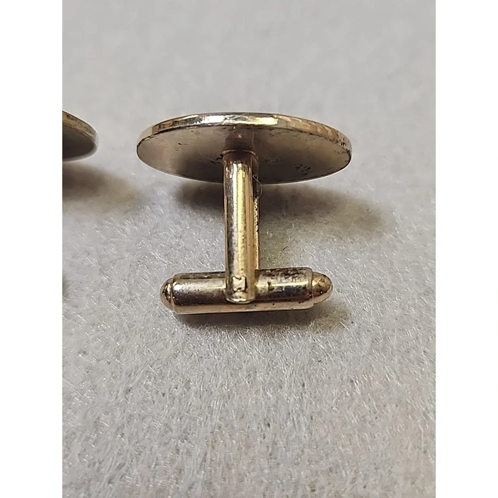 Gold Plated Cufflink Set with Engraved Vines - Vintage Cuff‎ Link Set